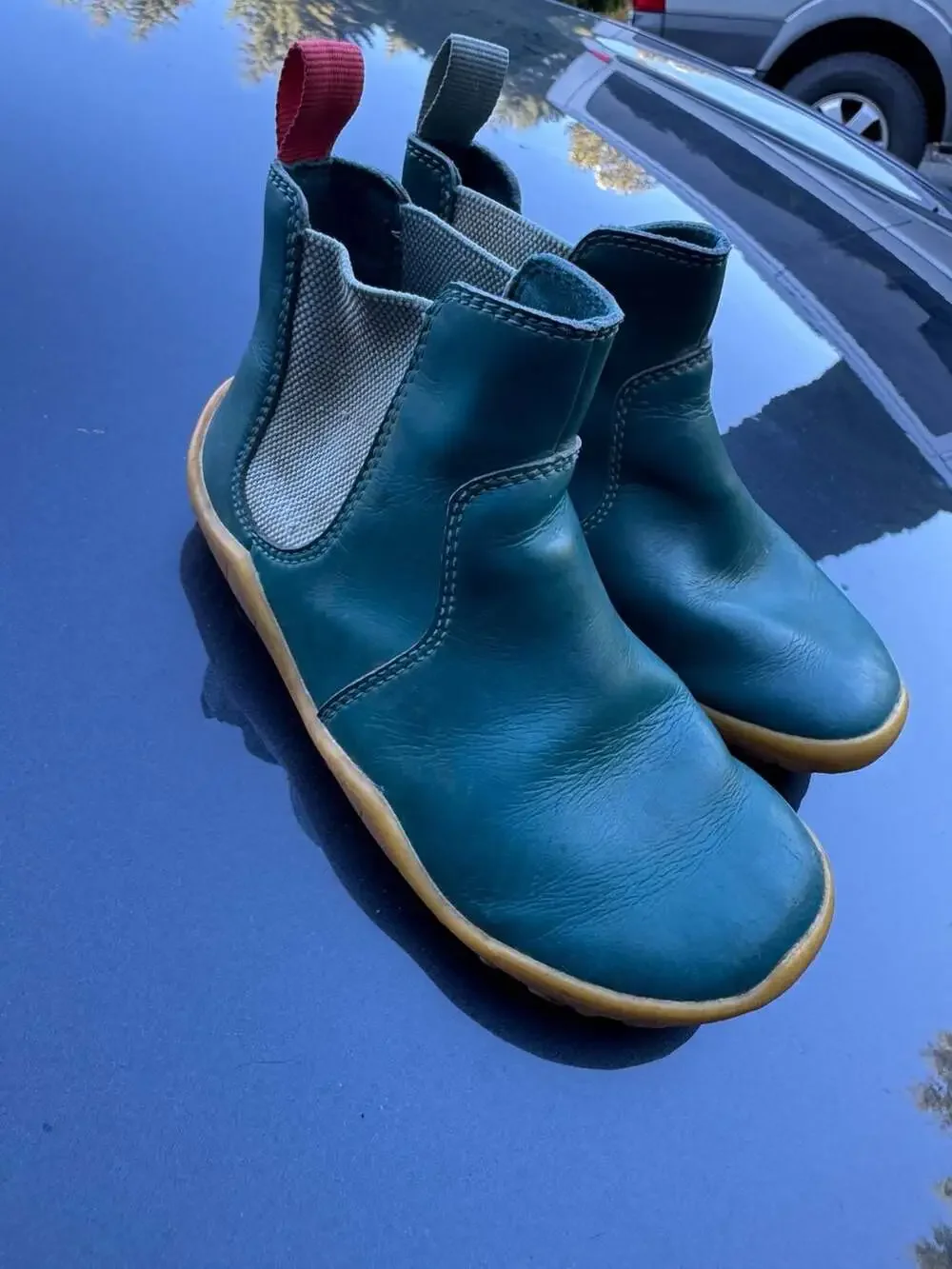 Vivobarefoot Fulham Kids Chelsea Boot Green Leather